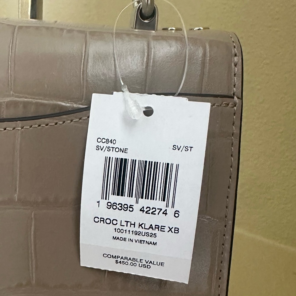 Coach Klare Beige Croc-Embossed Crossbody shoulder Bag - Picture 10 of 15